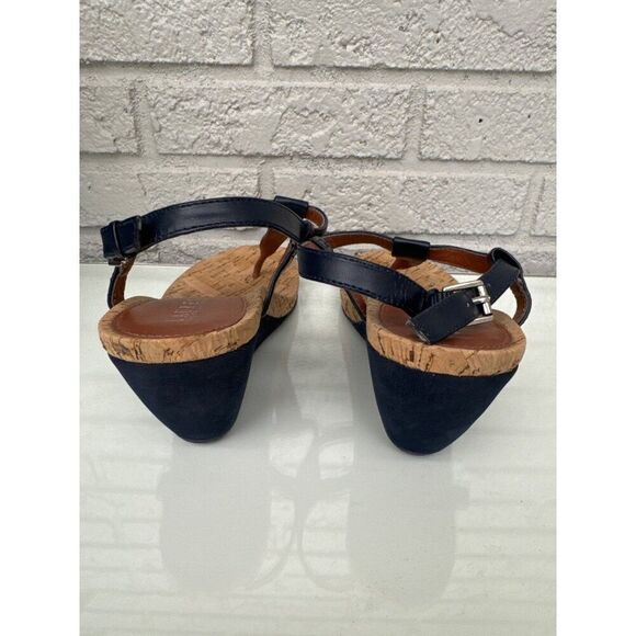 Ralph Lauren Women Blue Thong Slingback Wedge Sandals Size 8 - Picture 5 of 7